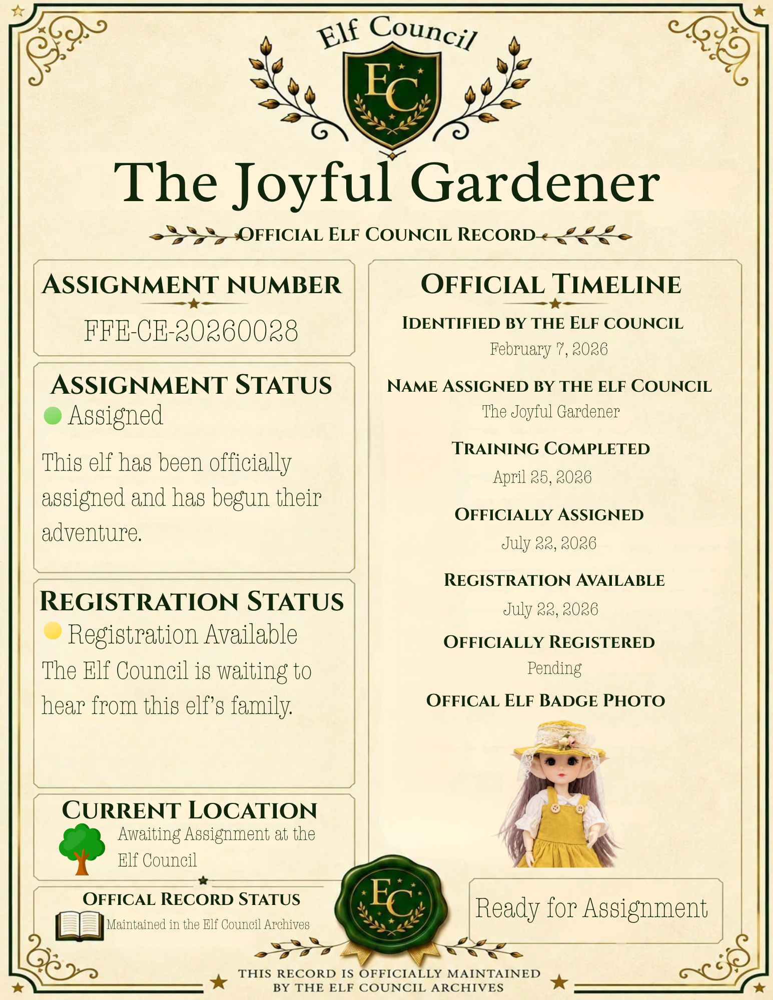 The Joyful Gardener - 📜 Officially Assigned