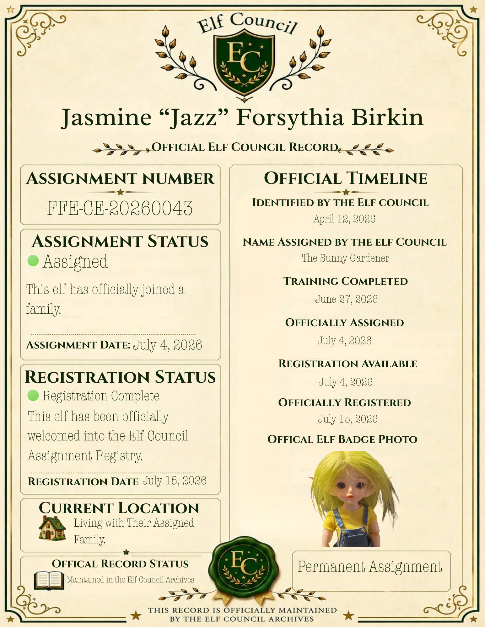 Jasmine "Jazz" Forsythia Birkin - 🟢 Officially Registered