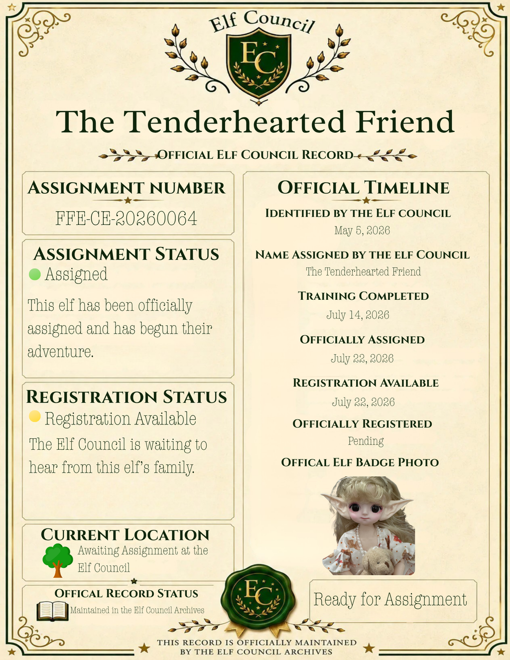 The Tenderhearted Friend - 📜 Officially Assigned