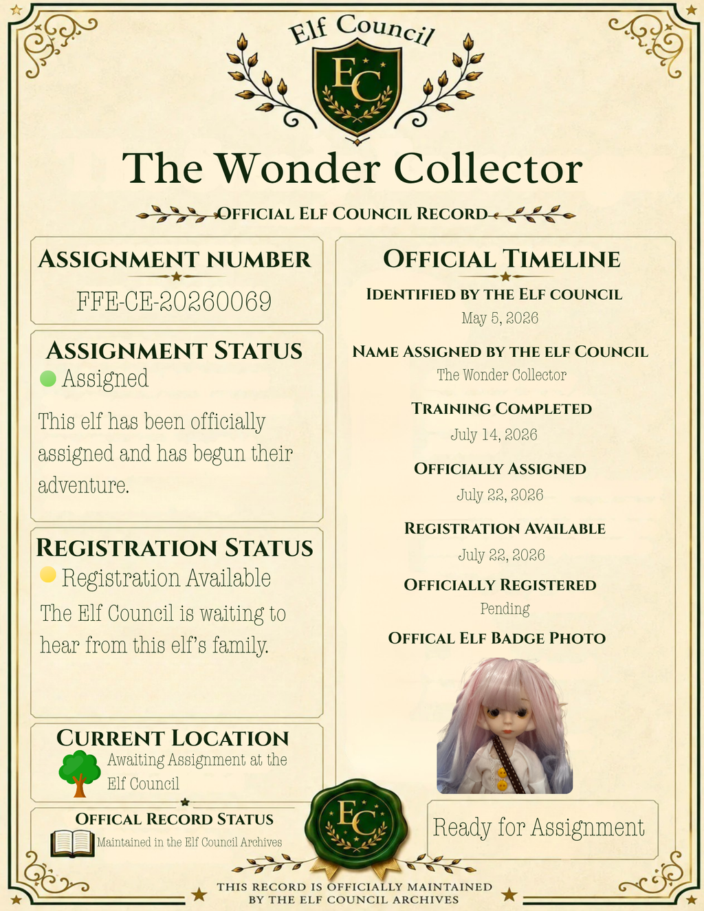 The Wonder Collector - 📜 Officially Assigned