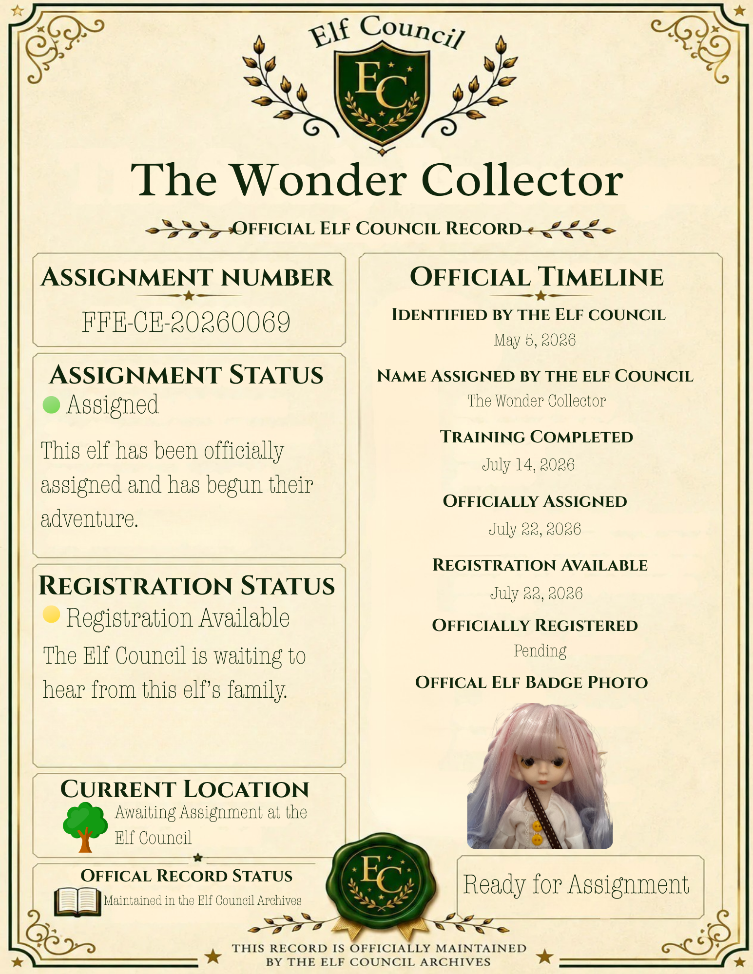 The Wonder Collector - 📜 Officially Assigned