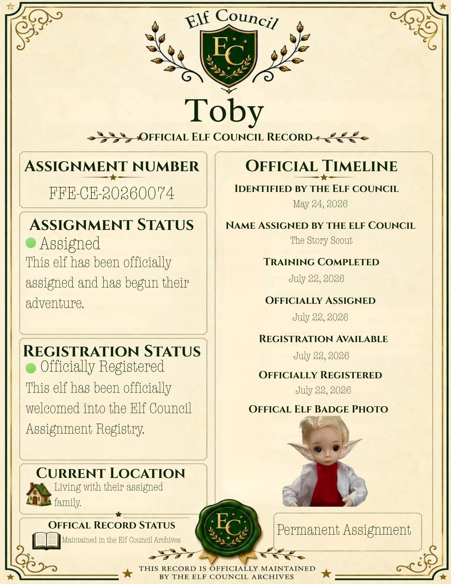 Toby - ⭐ Founding Family - 🟢 Officially Registered