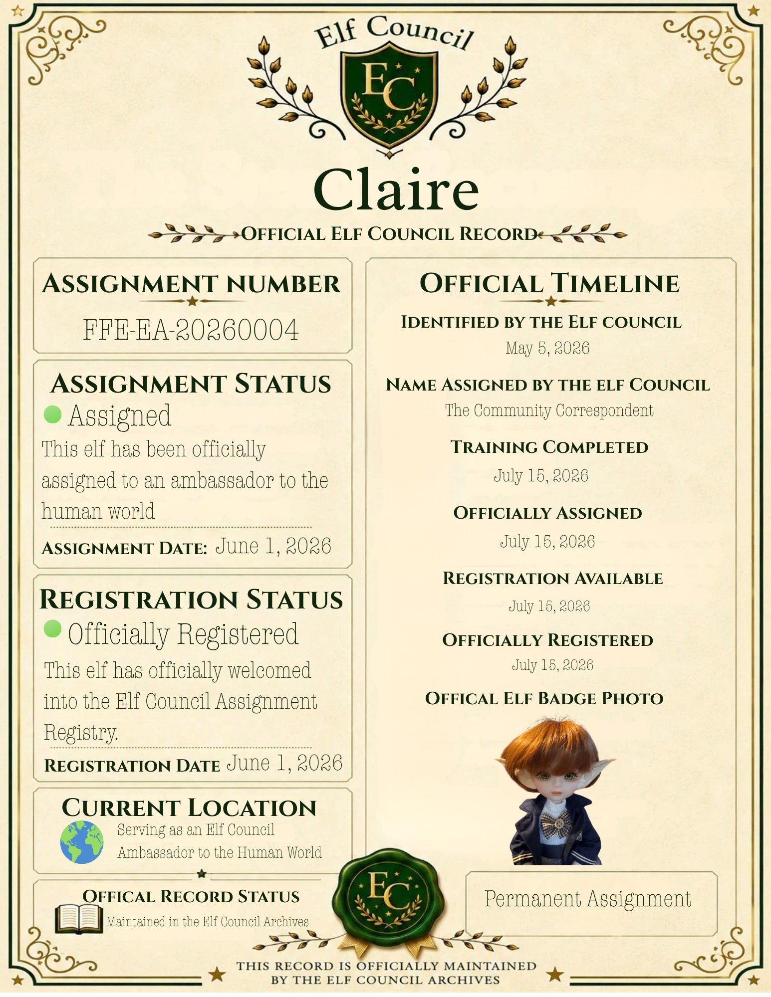 Claire - 🌍 Elf Council Human Ambassador - 🟢 Officially Registered
