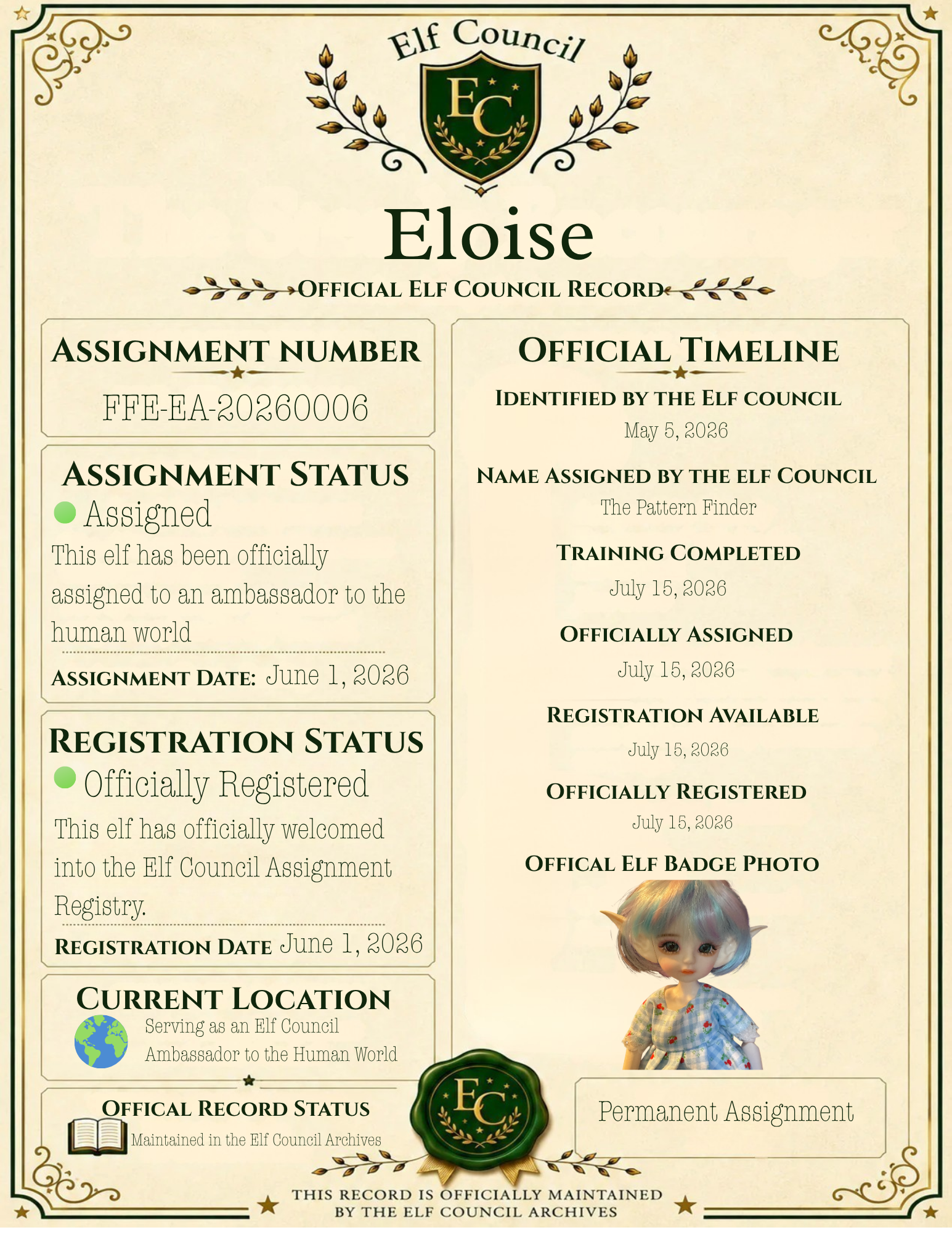 Eloise - 🌍 Elf Council Human Ambassador - 🟢 Officially Registered