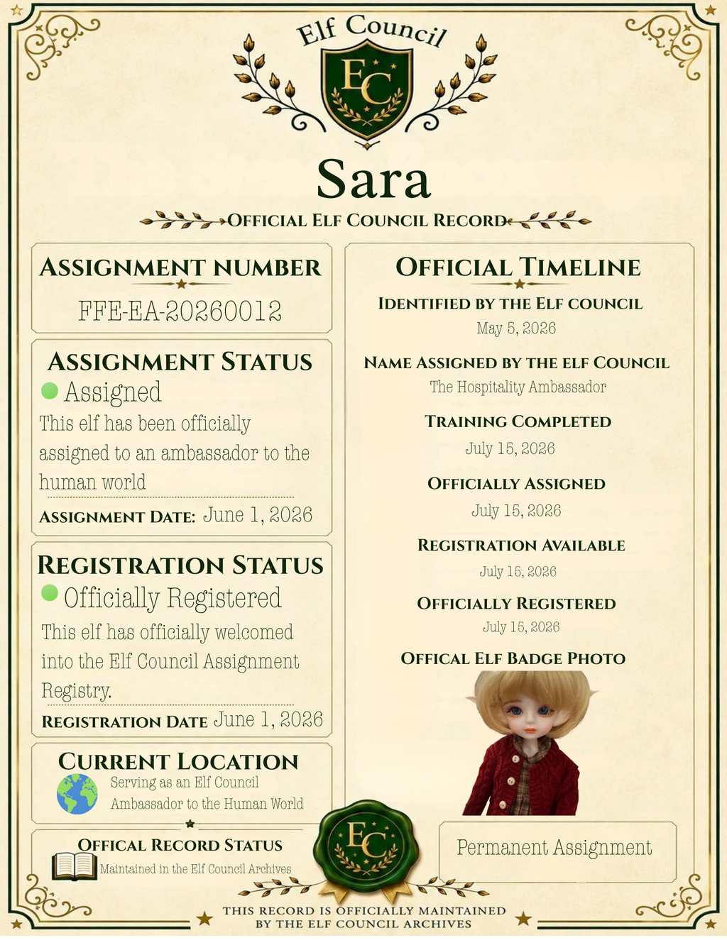 Sara - 🌍 Elf Council Human Ambassador - 🟢 Officially Registered